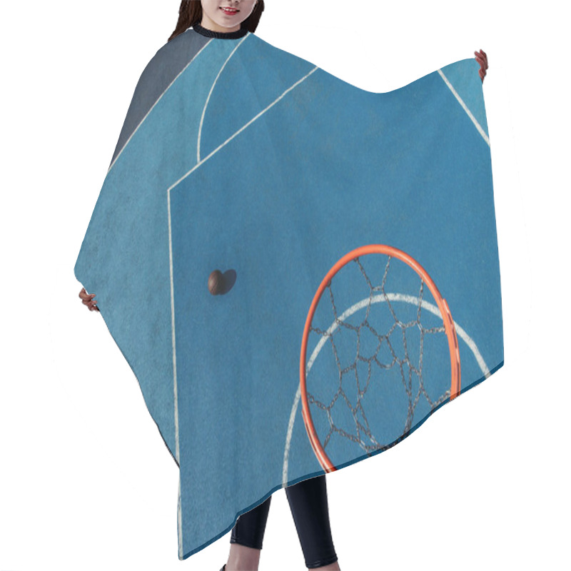 Personality  Top View Of Basketball Ring Over Ball On Modern Outdoor Court Hair Cutting Cape