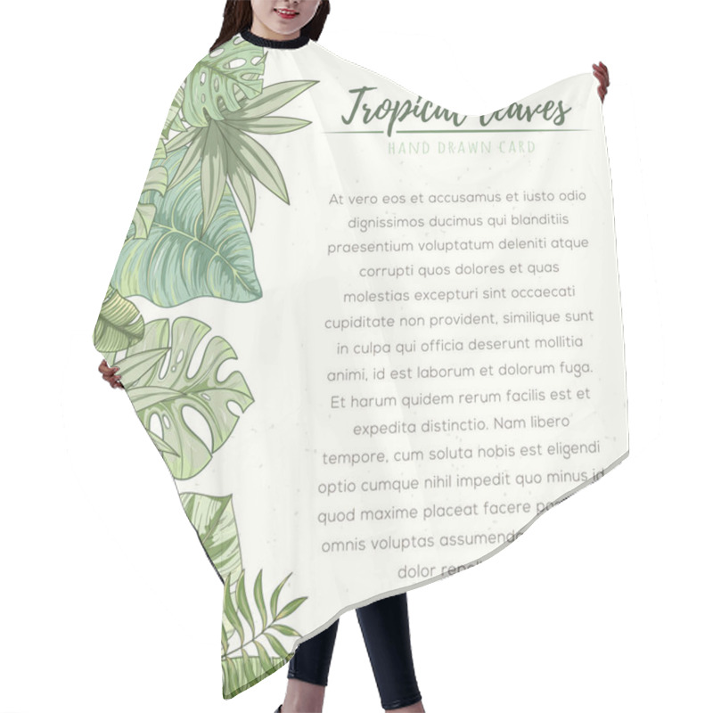 Personality  Hand Drawn Tropical Palm Leaves Card Hair Cutting Cape