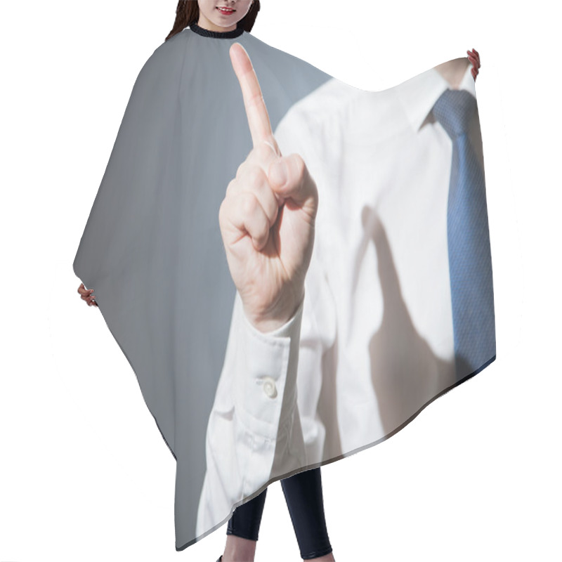 Personality  Businessman Hand Pointing Hair Cutting Cape