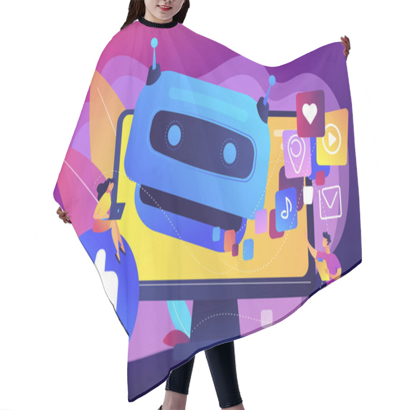 Personality  AI In Social Media Concept Vector Illustration. Hair Cutting Cape