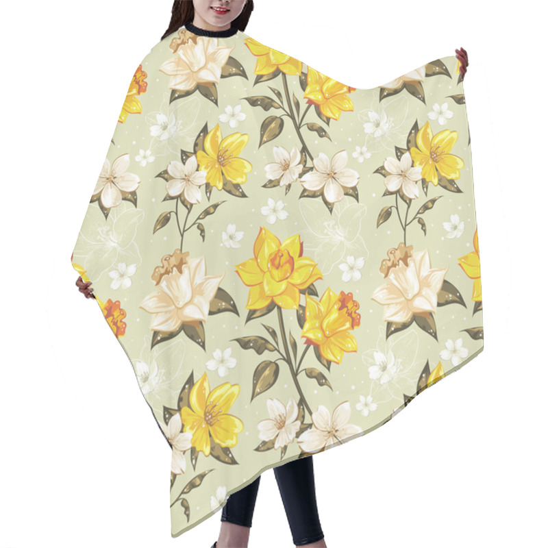 Personality  Elegant Spring Floral Seamless Pattern Hair Cutting Cape