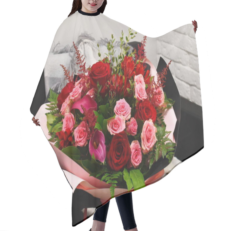 Personality  Blooming Flower Bouquet In A Stylish Package. Hair Cutting Cape