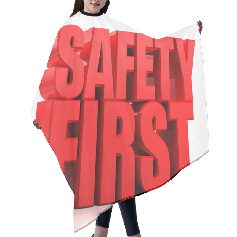 Personality  3d Safety First Text Isolated Over White Background Hair Cutting Cape