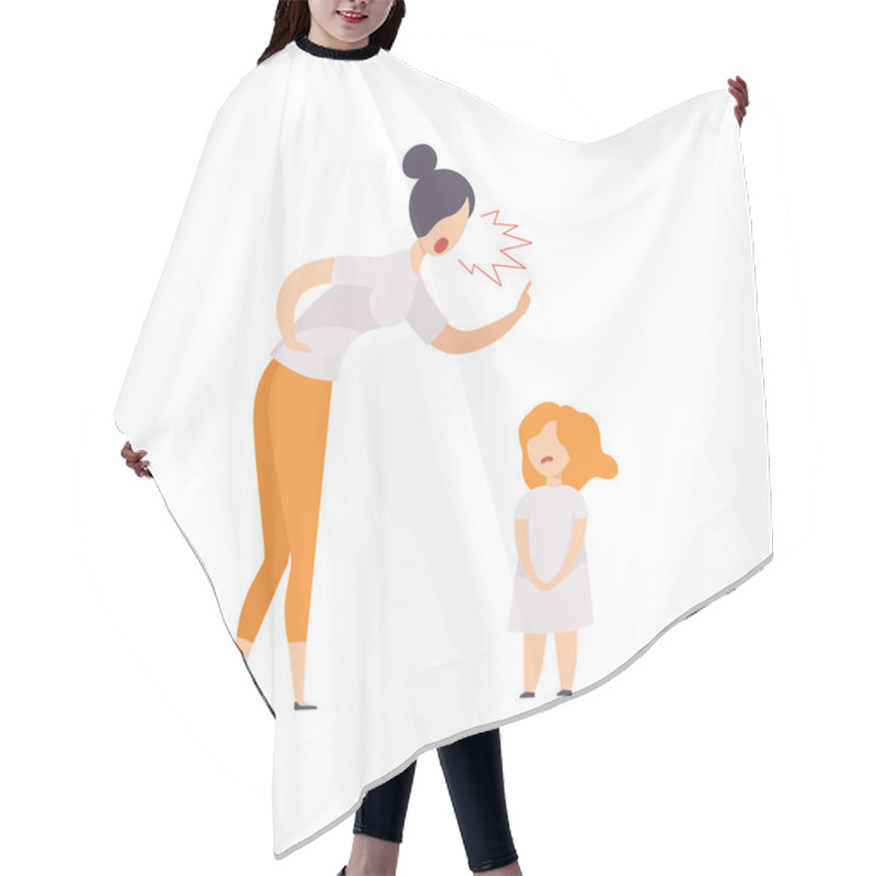 Personality  Mom Scolding At Her Daughter, Young Woman Yelling At Child Vector Illustration On A White Background Hair Cutting Cape