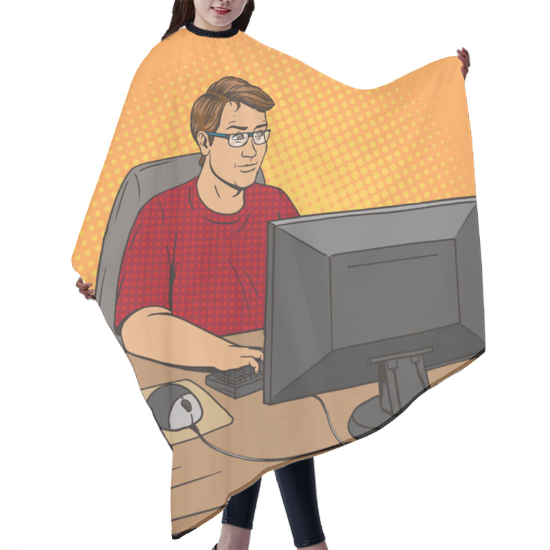 Personality  Software Developer At Work Comic Book Style Vector Hair Cutting Cape