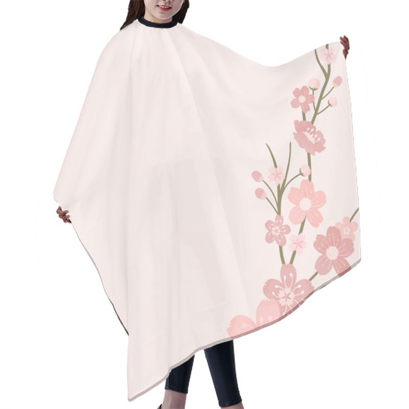 Personality  Pink Cherry Blossom Blank Background Vectot Hair Cutting Cape