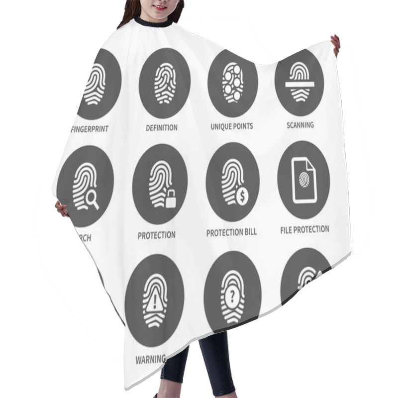 Personality  Dactylogram Icons On White Background Hair Cutting Cape