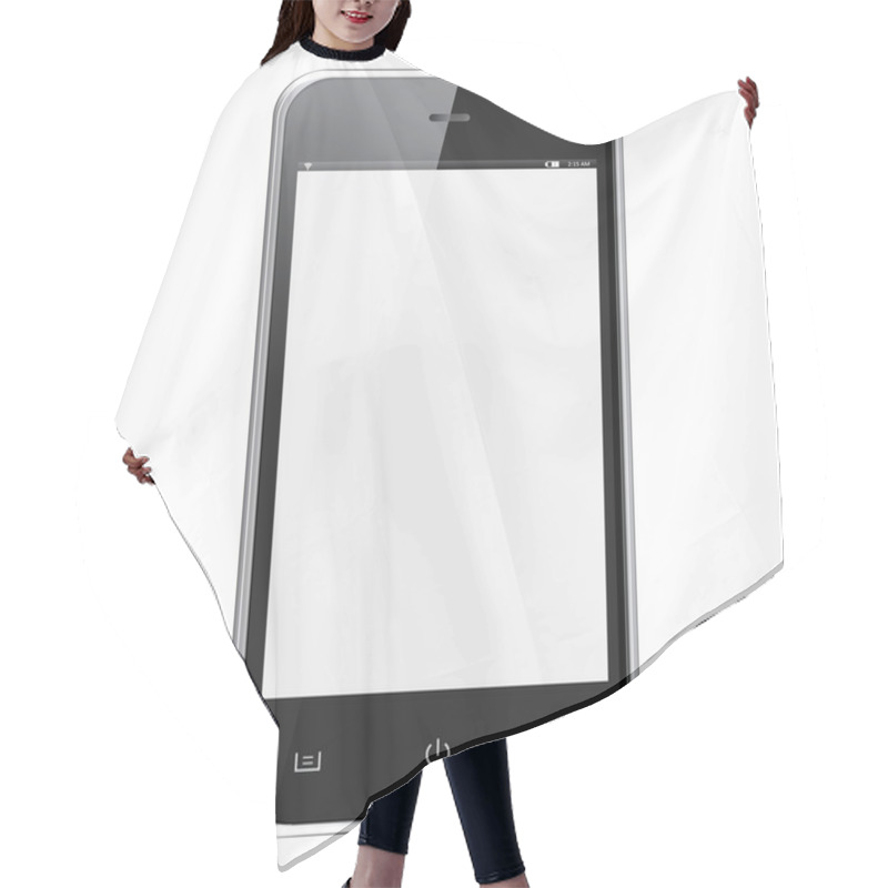 Personality  Realistic Mobile Phone With Blank Screen Isolated Hair Cutting Cape