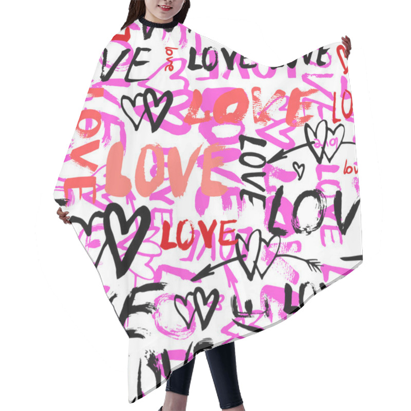 Personality  Pattern With Hand Painted Words Love Hair Cutting Cape