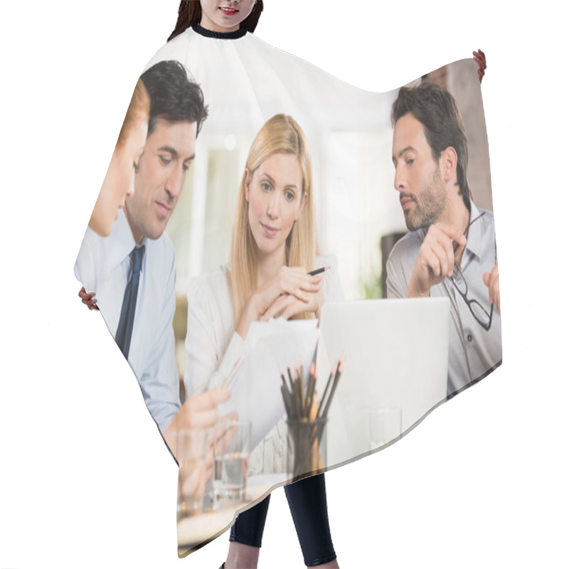 Personality  Businesspeople Analyzing Documents Hair Cutting Cape