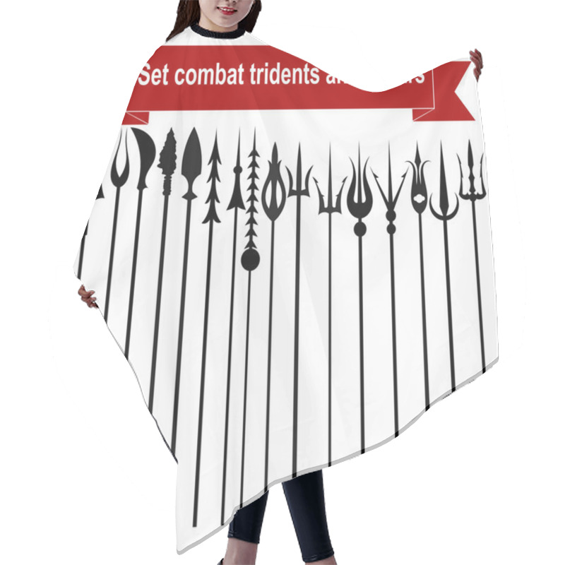 Personality  Set Combat Tridents And Spears Isolated On A White Background. V Hair Cutting Cape