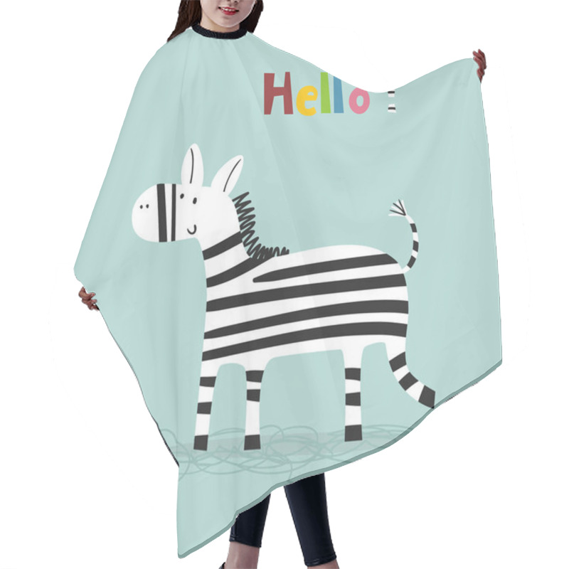 Personality  Cartoon Zebra Vector Print Hair Cutting Cape