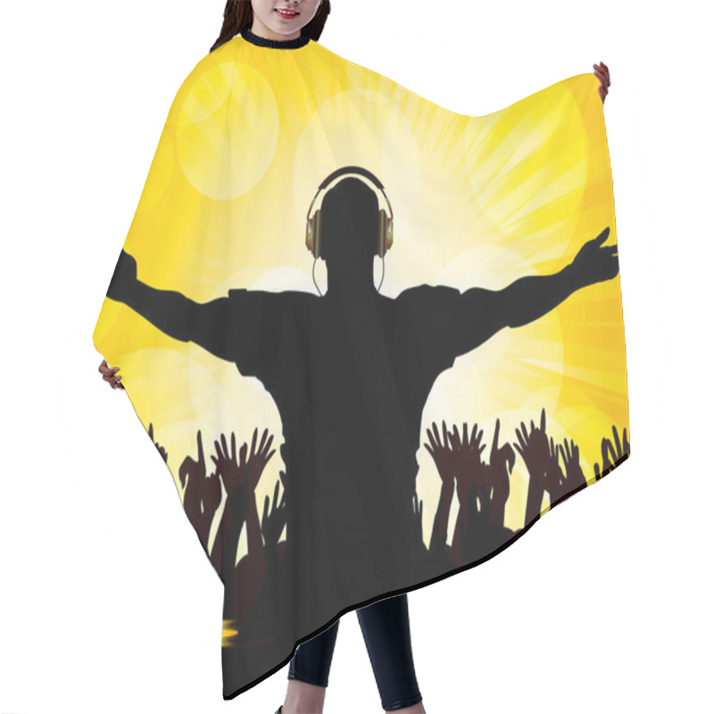 Personality  DJ And Crowd On Yellow Background Hair Cutting Cape