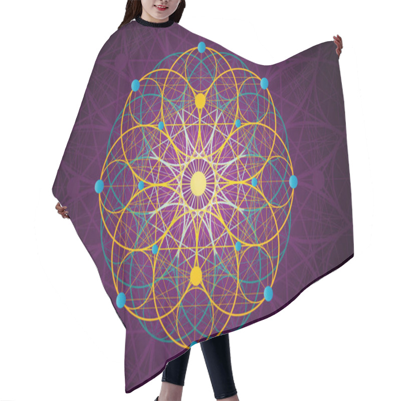 Personality  Seed Of Life Symbol Sacred Geometry. Logo Icon  Geometric Mystic Colorful Mandala Of Alchemy Esoteric Flower Of Life. Holy Sign Vector Black Tattoo Divine Meditative Amulet Isolated Purple Background Hair Cutting Cape