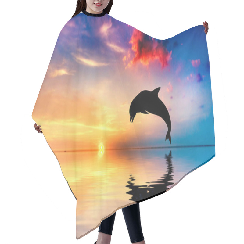 Personality  Beautiful Ocean And Sunset, Dolphin Jumping Hair Cutting Cape