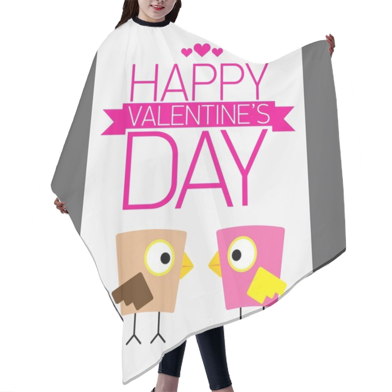 Personality  Valentine Day Beautiful Card With Couple Birds Hair Cutting Cape