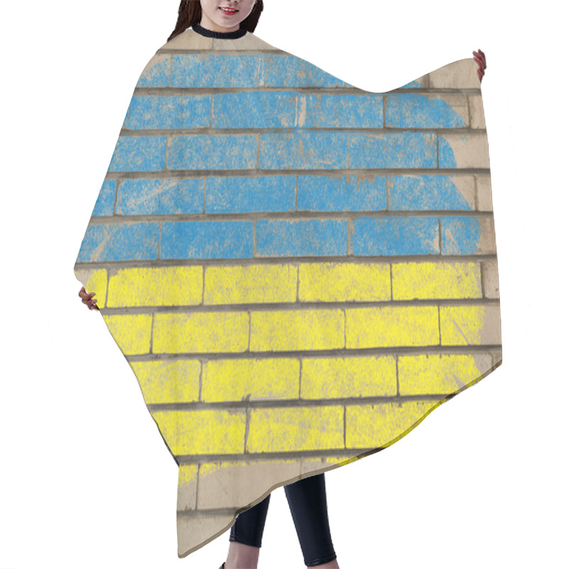 Personality  Flag Of Ukraine On Grunge Brick Wall Painted With Chalk Hair Cutting Cape