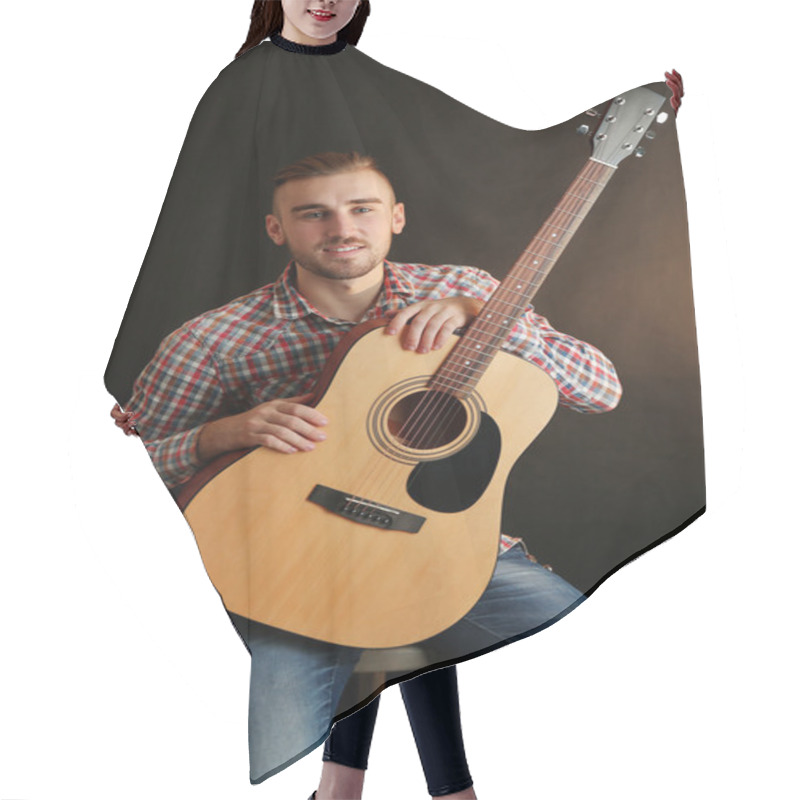 Personality  Young Man With Guitar Hair Cutting Cape