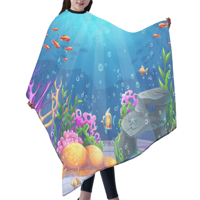 Personality  Underwater Cartoon Illustration Hair Cutting Cape