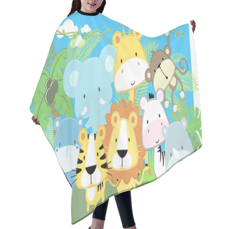 Personality  Baby Jungle Animals Vector Hair Cutting Cape