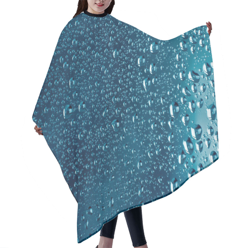 Personality  Condensation Drops On Glass With Blue Backgroung Hair Cutting Cape