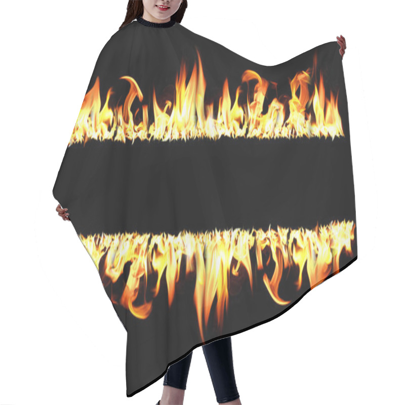 Personality  Fire And Flames With A Burning Dark Red-orange Background. Fire And Flames. Element, Flaming. Hair Cutting Cape