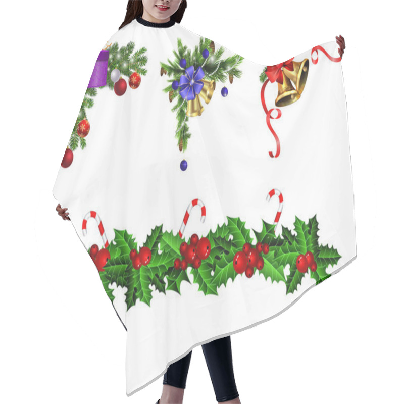 Personality  Christmas Decorations With Fir Tree Golden Jingle Bells Hair Cutting Cape