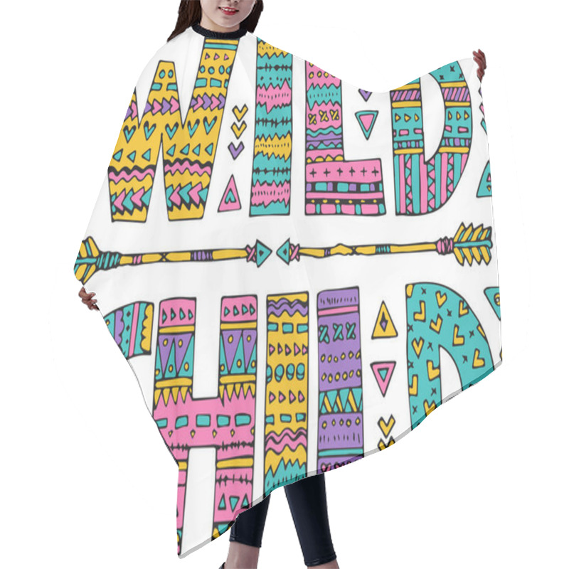 Personality  Ornamental Wild Child Lettering Hair Cutting Cape