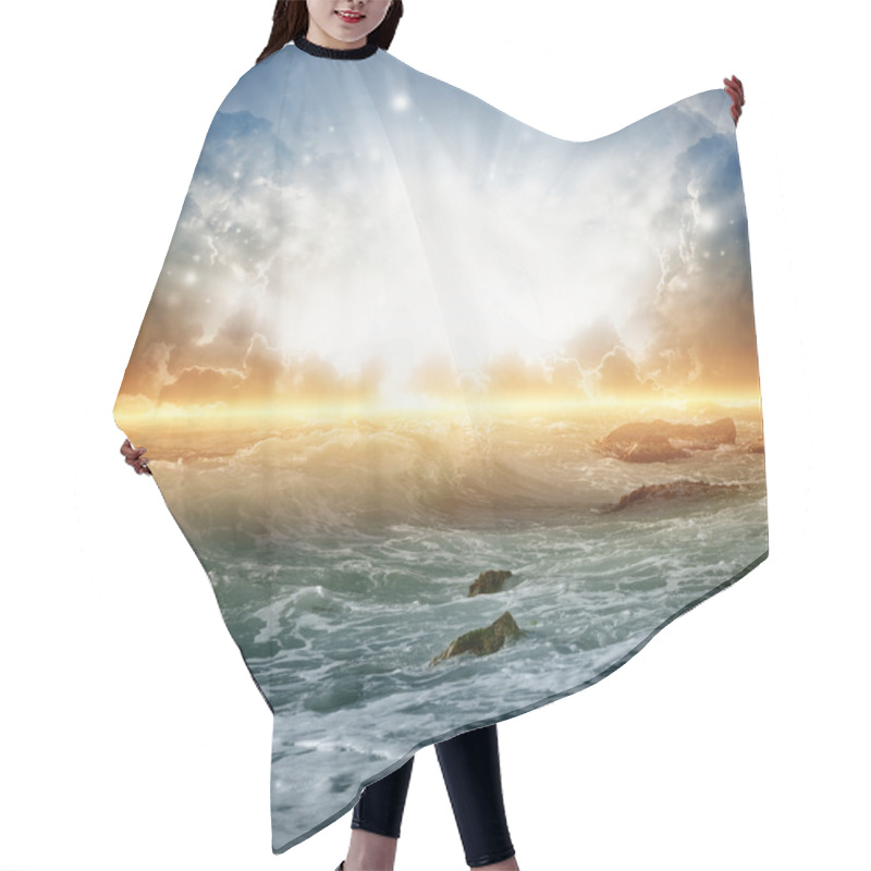 Personality  Beautiful Sunrise On Sea Hair Cutting Cape