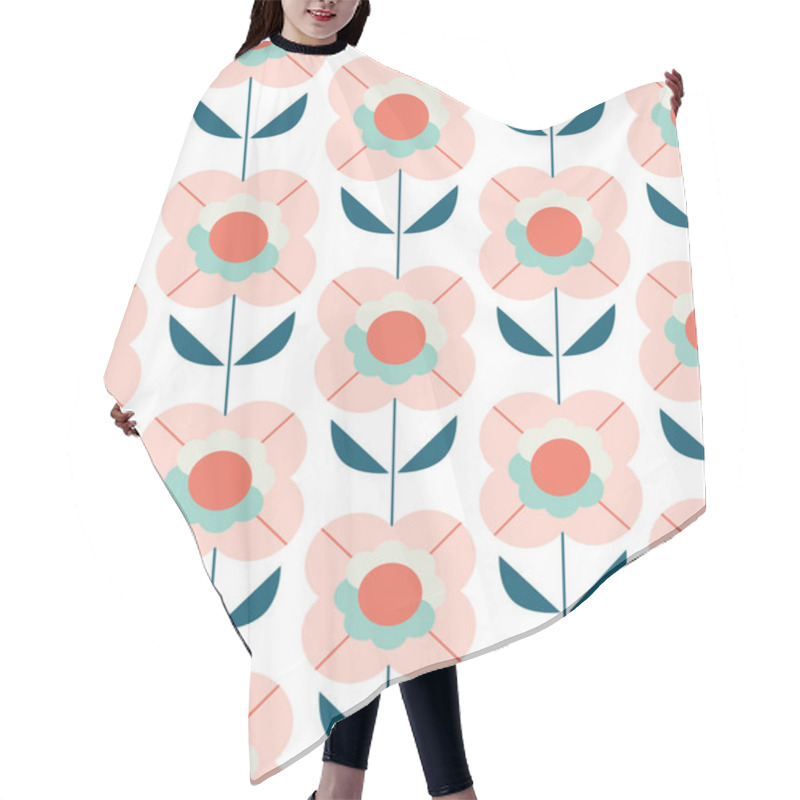 Personality  Seamless Pattern With Flowers In Retro Scandinavian Style Hair Cutting Cape