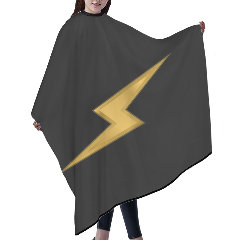 Personality  Bolt Gold Plated Metalic Icon Or Logo Vector Hair Cutting Cape