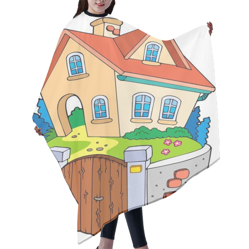 Personality  Cartoon Family House Hair Cutting Cape