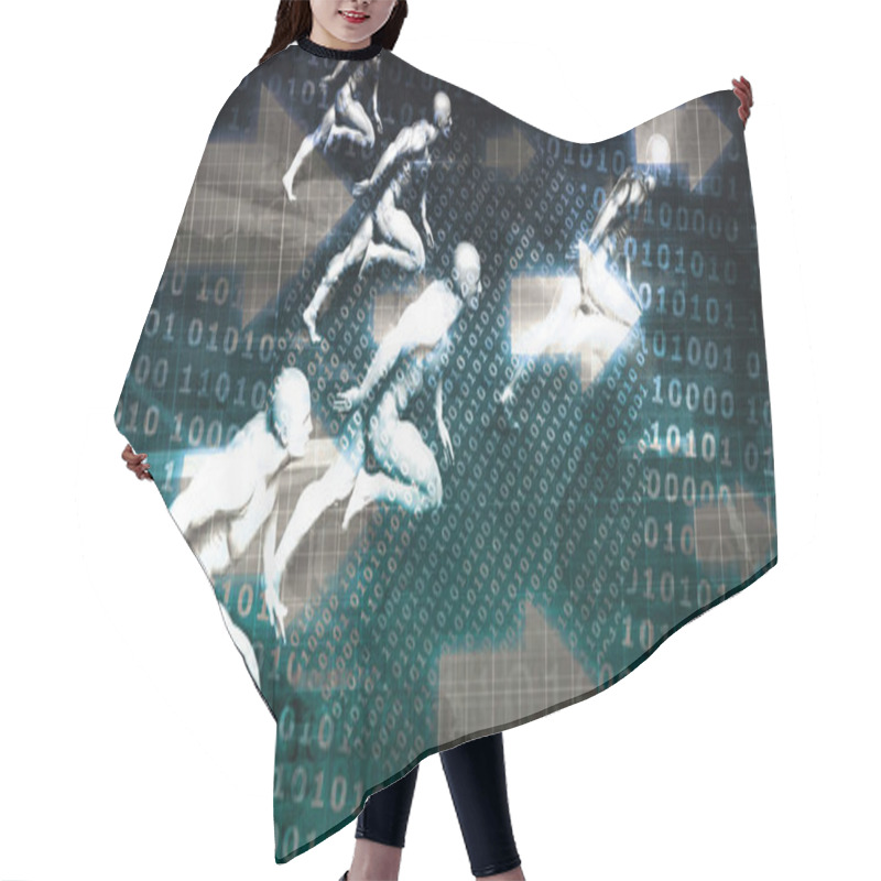 Personality  Digital Binary Code Hair Cutting Cape