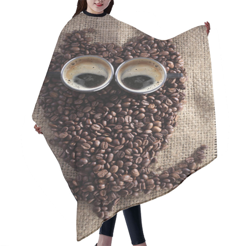 Personality  Owl Made With Coffee Beans Hair Cutting Cape