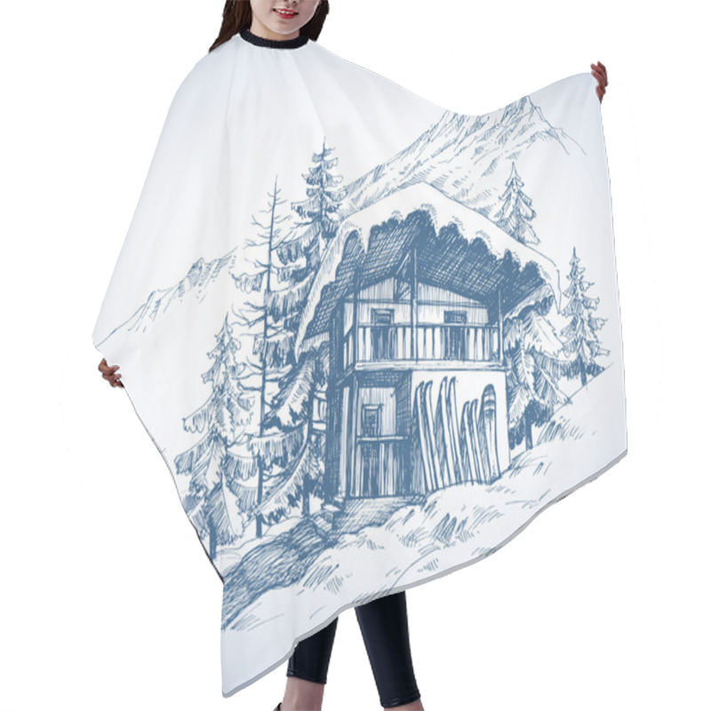 Personality  Ski Hut In Mountains Resort Hair Cutting Cape