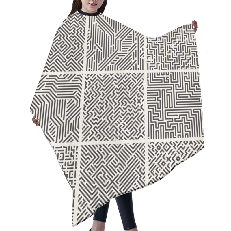 Personality  Collection Of Striped Seamless Geometric Patterns. Hair Cutting Cape