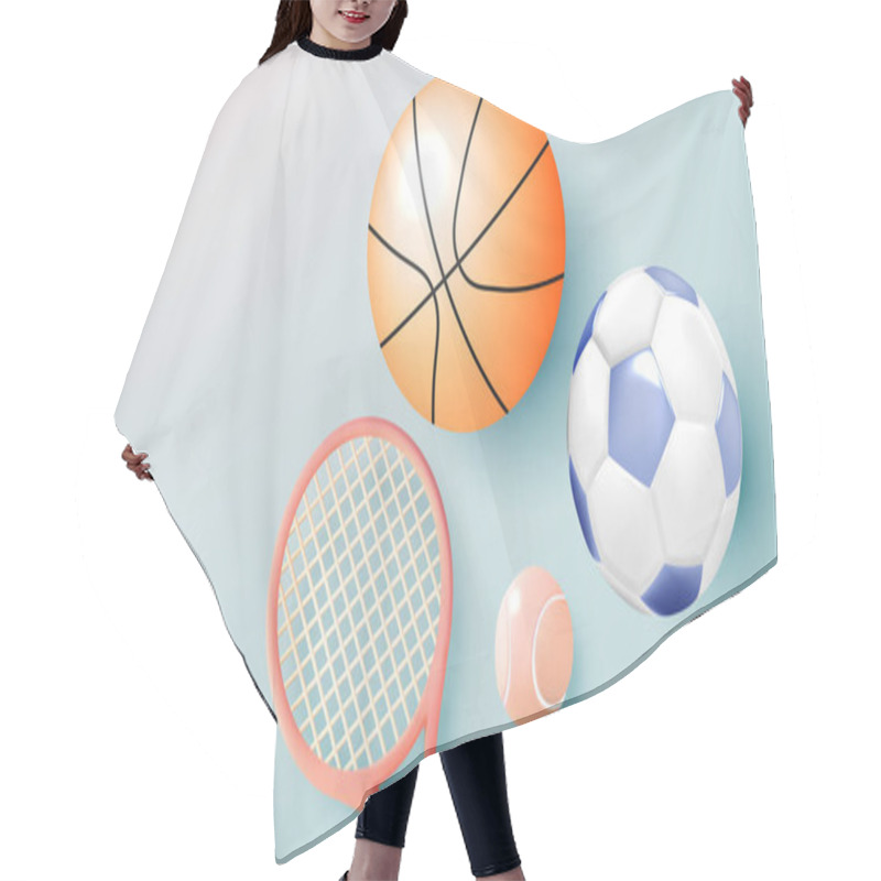 Personality  A Basketball, Soccer Ball, Tennis Ball, And Tennis Racket Are Arranged On A Soft Pastel Background, Creating A Vibrant, Multisport-themed Concept Suitable For Sports And Fitness Content. Hair Cutting Cape