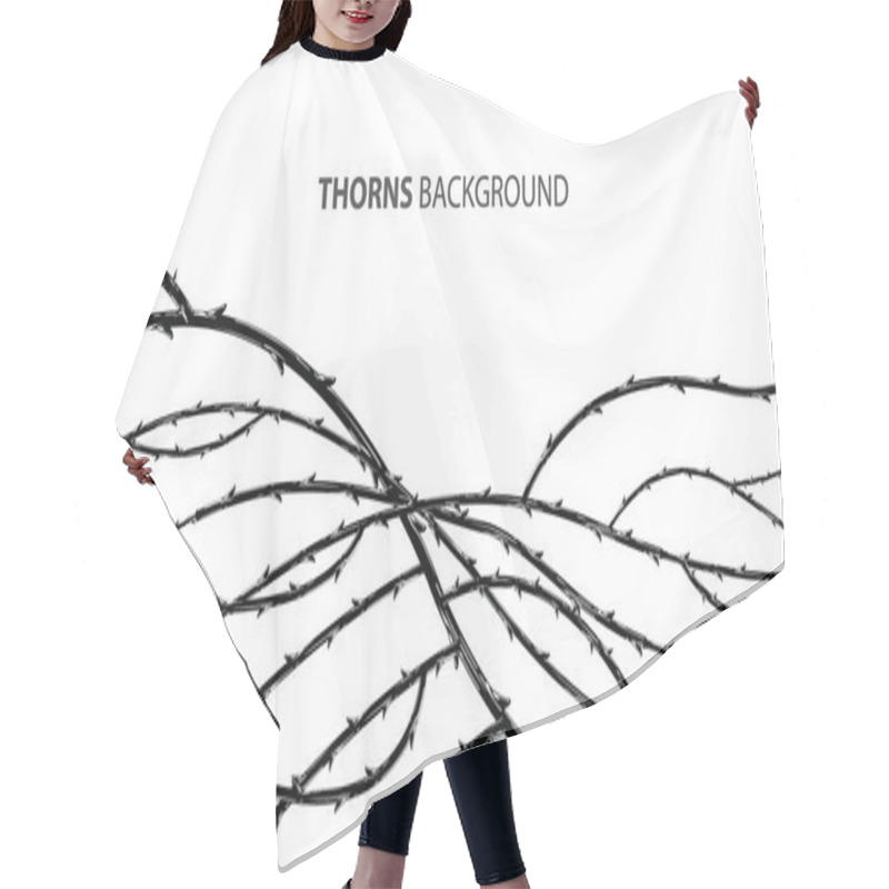 Personality  Blackthorn Branches With Thorns Stylish Background. Hair Cutting Cape