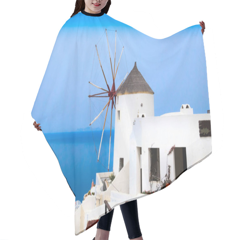 Personality  Oia Windmill In Santorini Island In Greece Hair Cutting Cape