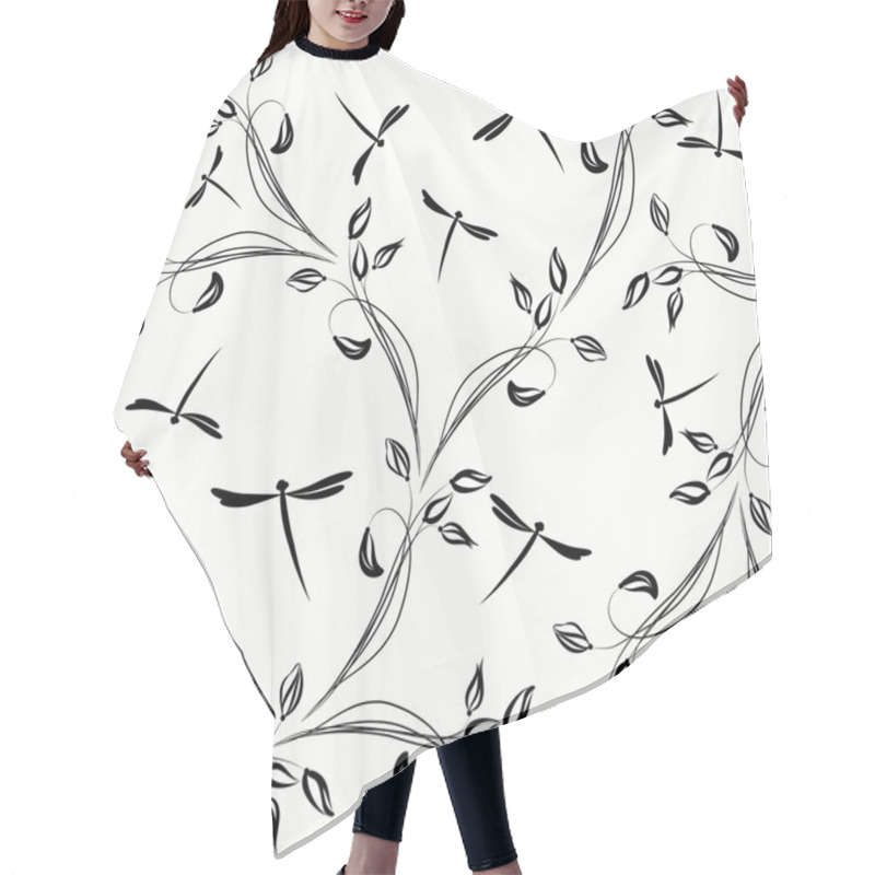 Personality  Seamless Background With Fluttering Dragonflies. Hair Cutting Cape