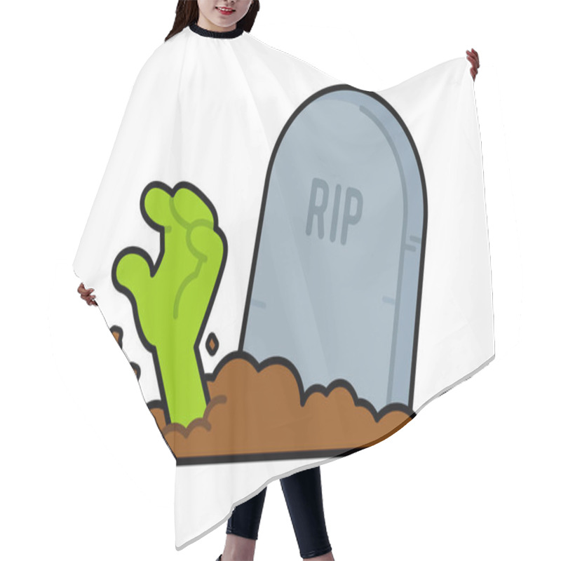 Personality  Hand Coming Out Of Grave Illustration With Black Outline Hair Cutting Cape