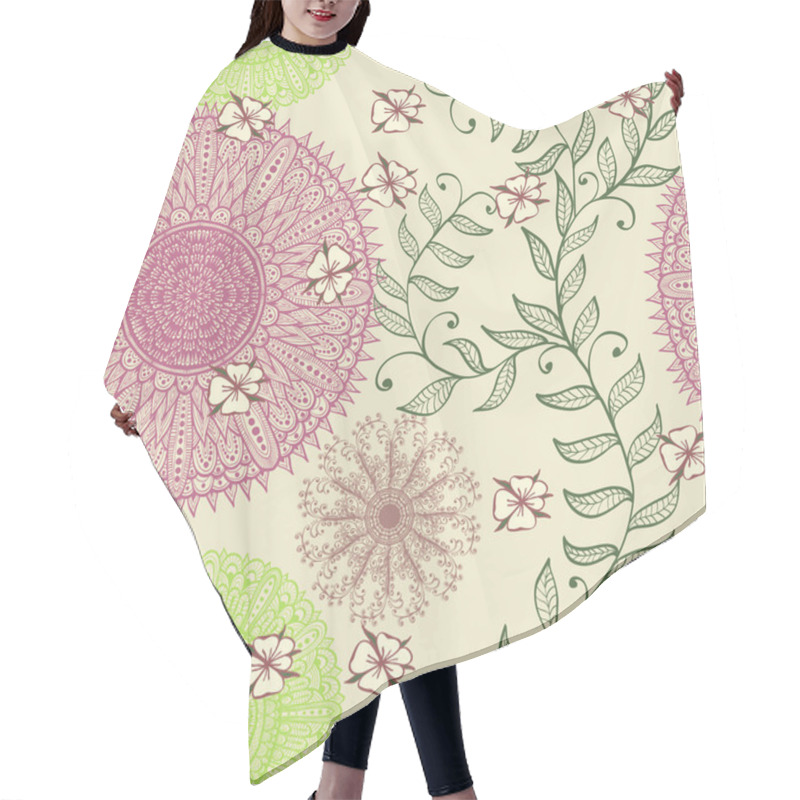 Personality  Seamless Elegant Soft Pastel Pattern With Flowers Hair Cutting Cape