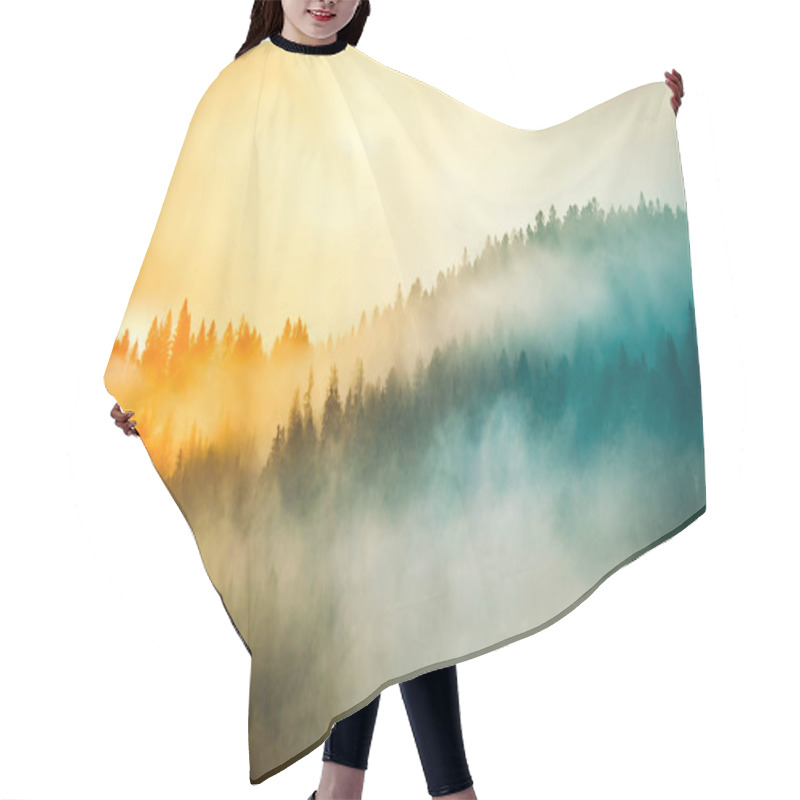 Personality  Sunrise In Forested Mountain Slope With Low Lying Cloud Hair Cutting Cape