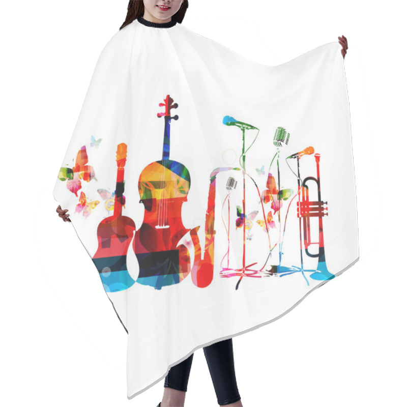 Personality  Music Instruments And Butterflies Hair Cutting Cape