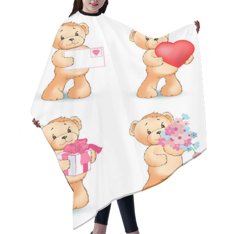 Personality  Teddy Bear Collection Of Objects Vector Hair Cutting Cape