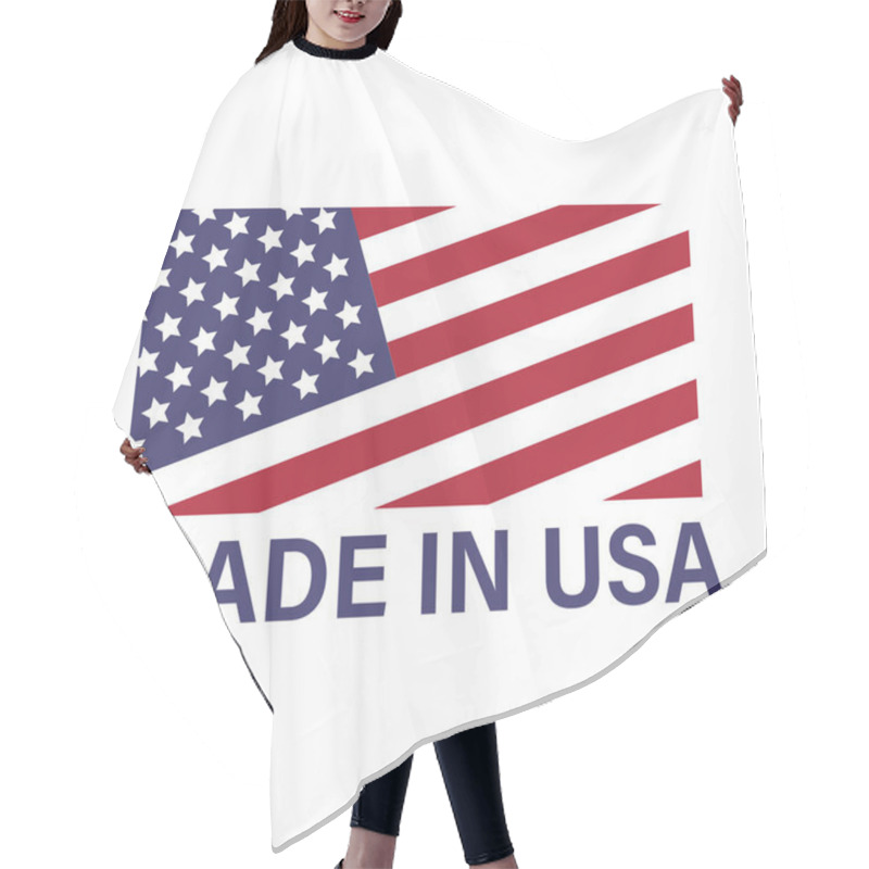 Personality  American Flag And Made In The USA Label, Product Emblem, Logo Design Hair Cutting Cape