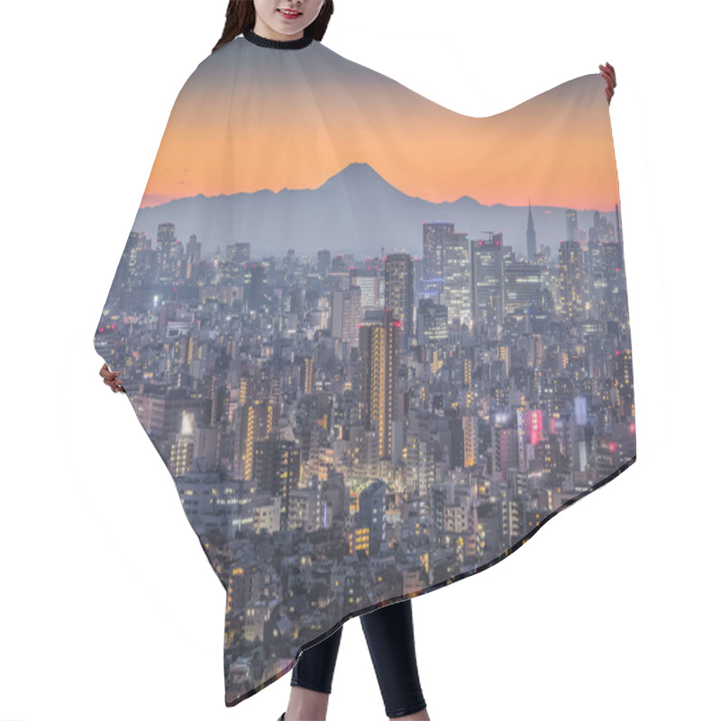 Personality  Tokyo City View With Mountain Fuji Hair Cutting Cape