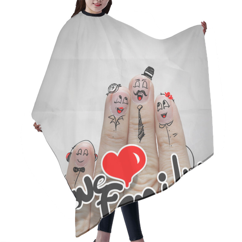 Personality  Happy Finger Couple In Love With Painted Smiley On Crumpled Pape Hair Cutting Cape