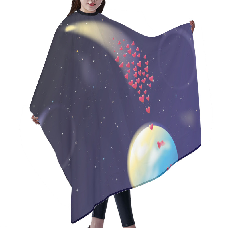 Personality  Heart Comet Space Hair Cutting Cape