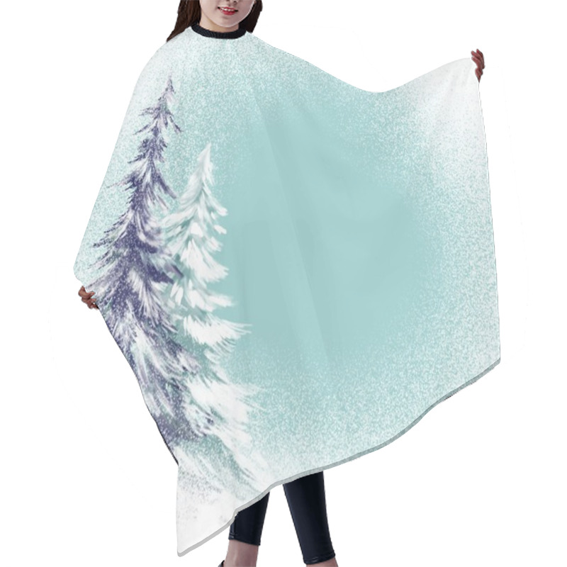 Personality  Pine Trees With Frosty Snow Hair Cutting Cape